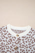 Chunky Leopard Jacquard Contrast Rib Button Front Drop Shoulder Cardigan